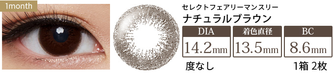 セレクトフェアリーマンスリー ナチュラルブラウン 度なし(1箱2枚入り)