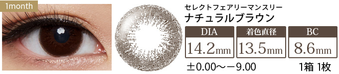 セレクトフェアリーマンスリー ナチュラルブラウン 度あり・度なし(1箱1枚入り)