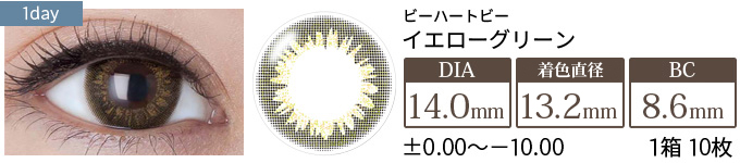 ビーハートビーワンデー イエローグリーン(1箱10枚入り)