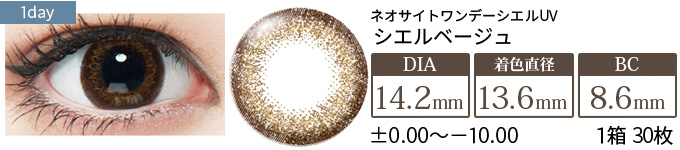 ネオサイトワンデーシエルUV シエルベージュ(1箱30枚入り)