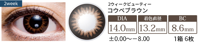 2ウィークビューティー 神戸(KOBE)ブラウン(1箱6枚入り)