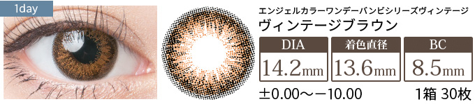 エンジェルカラーワンデー ヴィンテージブラウン(1箱30枚入り)