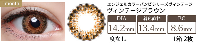 エンジェルカラーマンスリー ヴィンテージブラウン 度なし(1箱2枚入り)