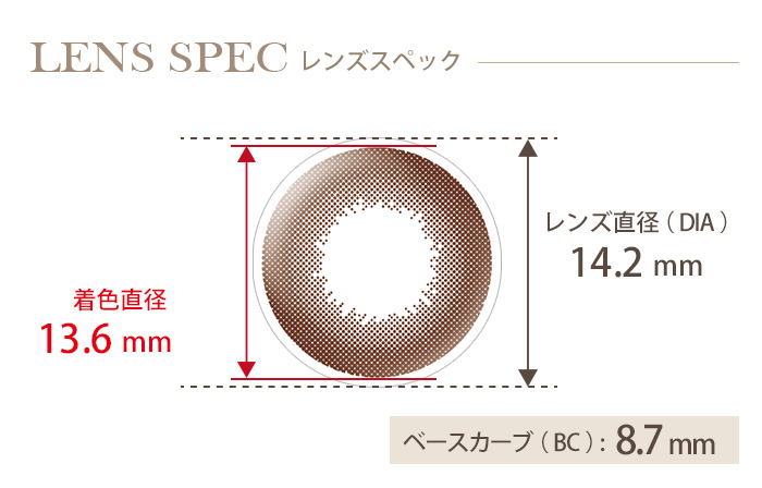 ビュームワンデー ピュアブラウン(1箱10枚入り) DIA(レンズ直径) 着色直径 BC(ベースカーブ)