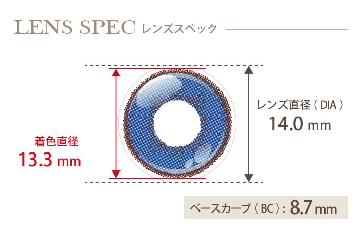 アシストシュシュ シャイニーエッジワンデー ラピスラズリ(1箱10枚入り) DIA(レンズ直径) 着色直径 BC(ベースカーブ)