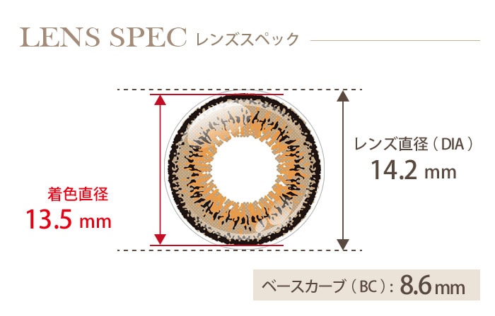 アシストシュシュ ツインループワンデー クラシックブラウン(1箱6枚入り) DIA(レンズ直径) 着色直径 BC(ベースカーブ)