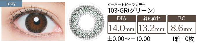 ビーハートビーワンデー 103-GR(グリーン)(1箱10枚入り)