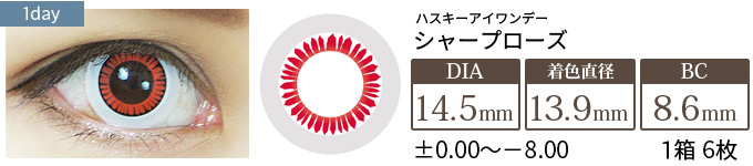 アシストシュシュ ハスキーアイワンデー シャープローズ(1箱6枚入り)