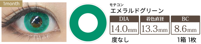 モテコン ハロウィンナイトfeat.EMEMON(エメモン) エメラルドグリーン 度なし(1箱1枚入り)