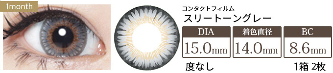コンタクトフィルム スリートーングレー【15.0mm】度なし(1箱2枚入り)