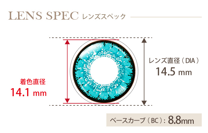 エティア クールワンデー エメラルド(1箱6枚入り) DIA(レンズ直径) 着色直径 BC(ベースカーブ)