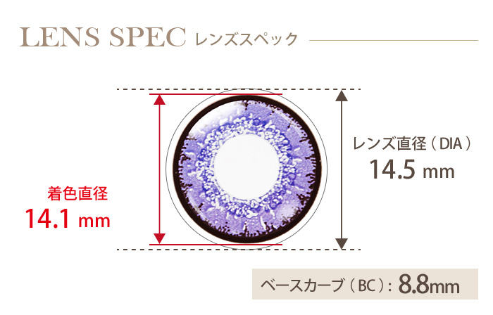 エティア クール ラピスラズリ 度あり(1箱1枚入り) DIA(レンズ直径) 着色直径 BC(ベースカーブ)
