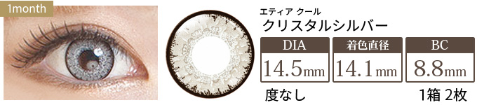 エティア クール クリスタルシルバー 度なし(1箱2枚入り)
