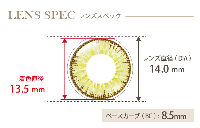 エティア ルフレマンスリー ステラ DIA(レンズ直径) 着色直径 BC(ベースカーブ)