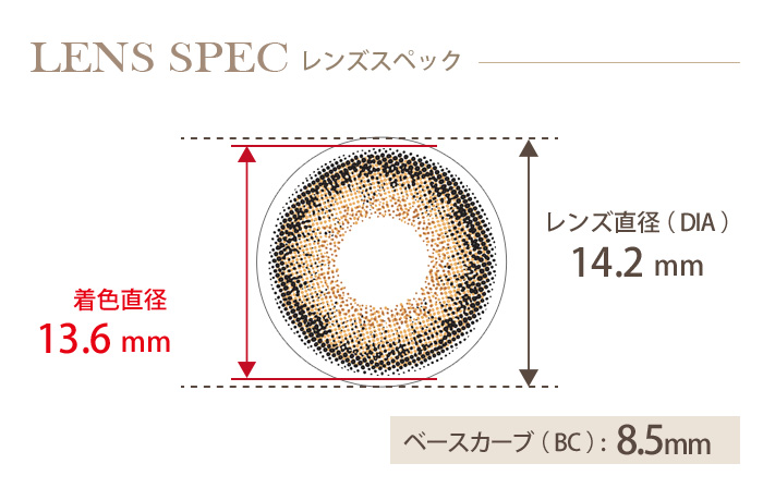 ヴィクトリアワンデー アクア キャメル(1箱20枚入り) DIA(レンズ直径) 着色直径 BC(ベースカーブ)
