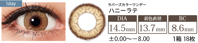 ラバーズカラーワンデー ハニーラテ(1箱18枚入り)