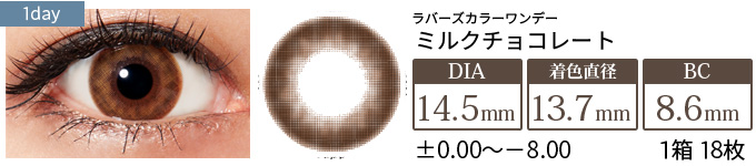 ラバーズカラーワンデー ミルクチョコレート(1箱18枚入り)