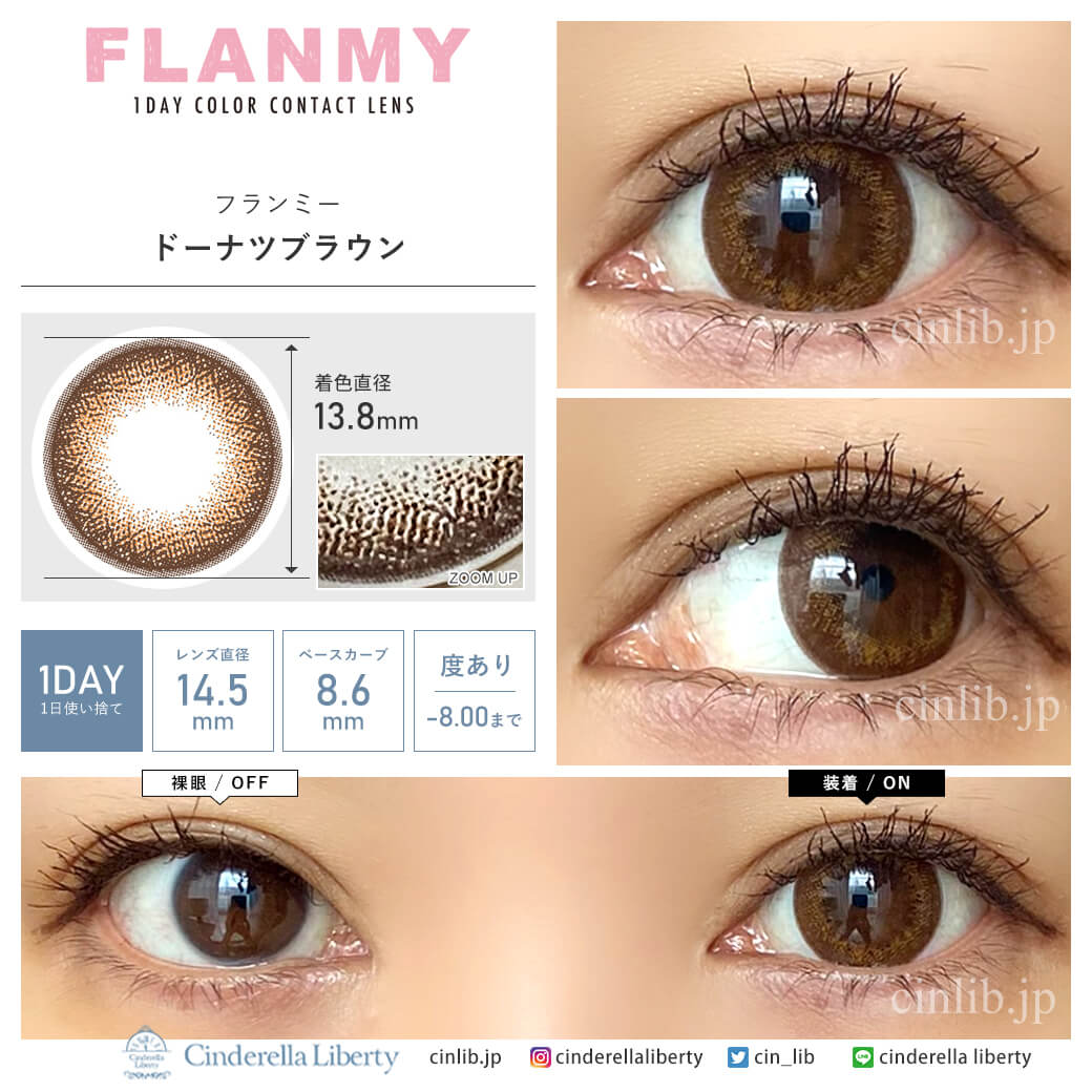 フランミー ドーナツブラウン(1箱30枚入り) カラコン 着用・装着画レポ