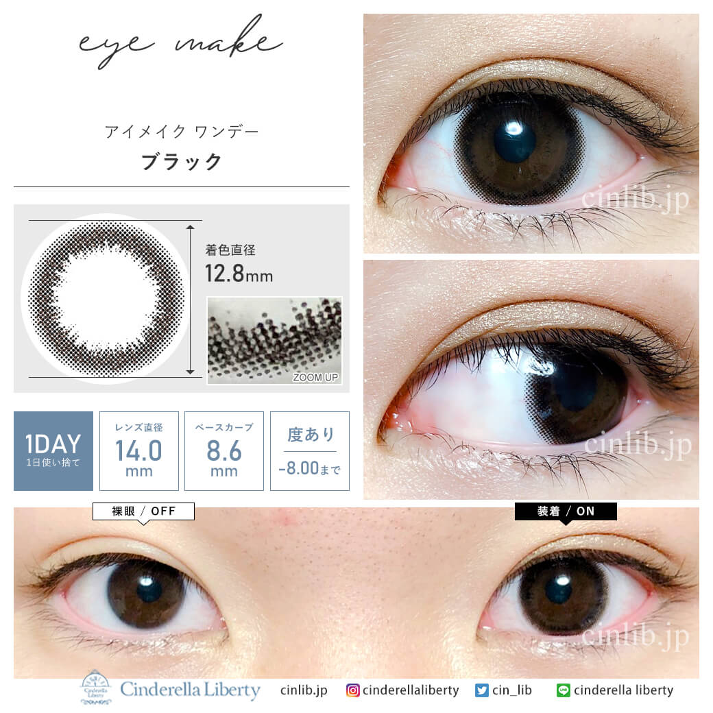 アイメイクワンデー ブラック 1箱10枚入り着用・装着画レポ